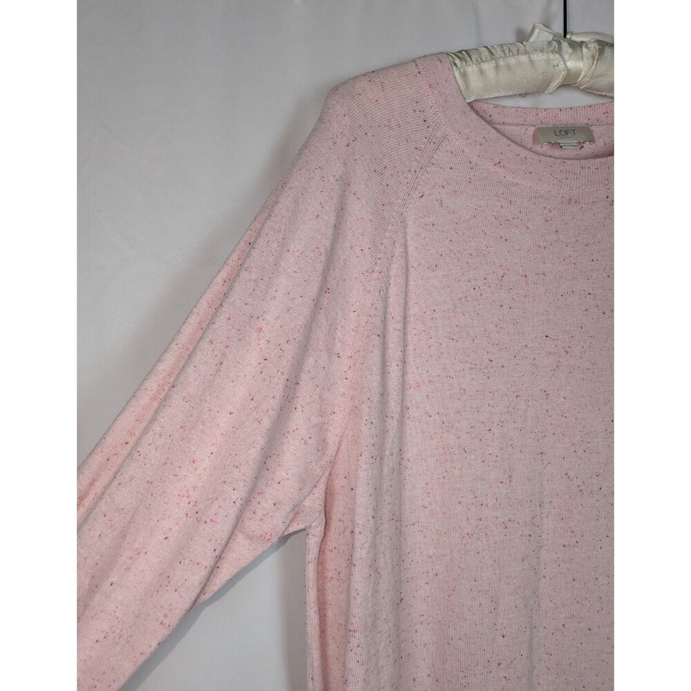 Loft Sweater XL Women's Pink Speckle Print Long Sleeve Over Sized Pull Over Cozy - Picture 3 of 7